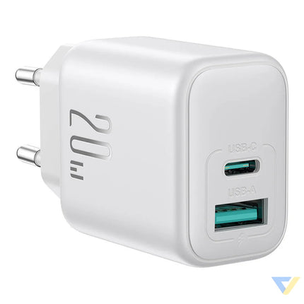 Joyroom JR TCF21 Dual Port (A + C) Power Charger (white) mains chargers