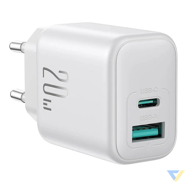 Joyroom JR TCF21 Dual Port (A + C) Power Charger (white) mains chargers