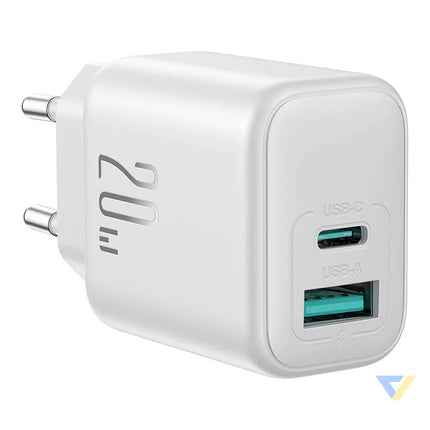 Joyroom JR TCF21 Dual Port (A + C) Power Charger (white) mains chargers