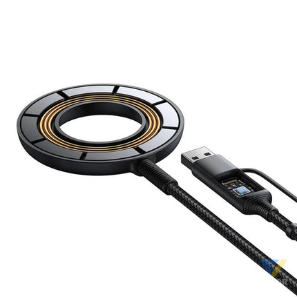 Joyroom JR WQM03 magnetic charger USB + USB C 1.2m (black) Wireless chargers