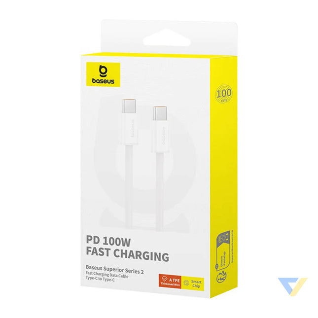 Kabel szybkiego ładowania USB C do USB C Baseus Superior 2 100W 1m (biały) USB C to USB C