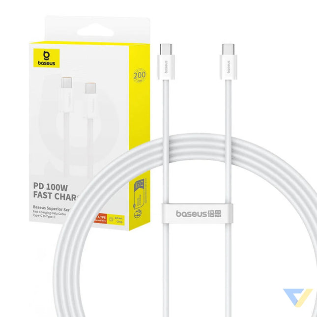 Kabel szybkiego ładowania USB C do USB C Baseus Superior 2 100W 2m (biały) USB C to USB C