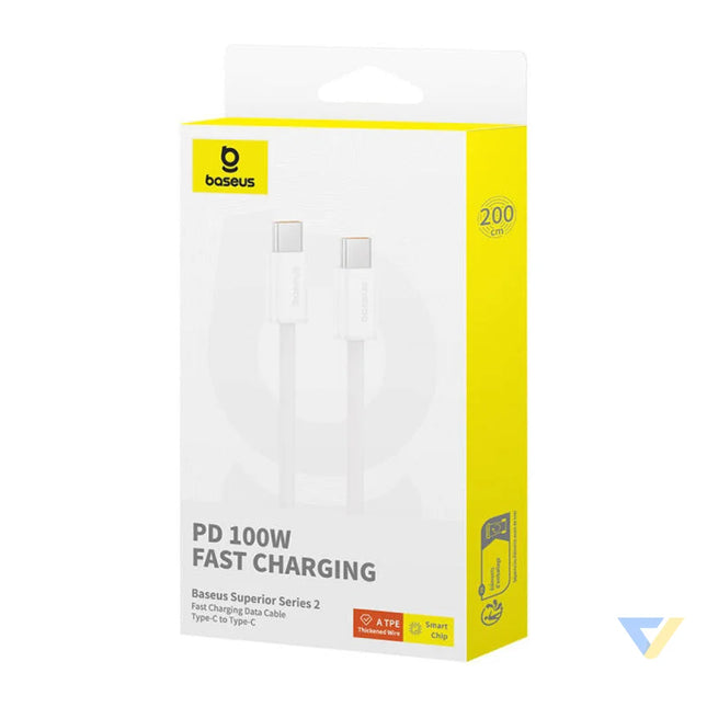 Kabel szybkiego ładowania USB C do USB C Baseus Superior 2 100W 2m (biały) USB C to USB C