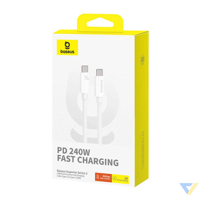 Kabel USB C do USB C Baseus Superior USB4 240W 1m (biały) USB C to USB C