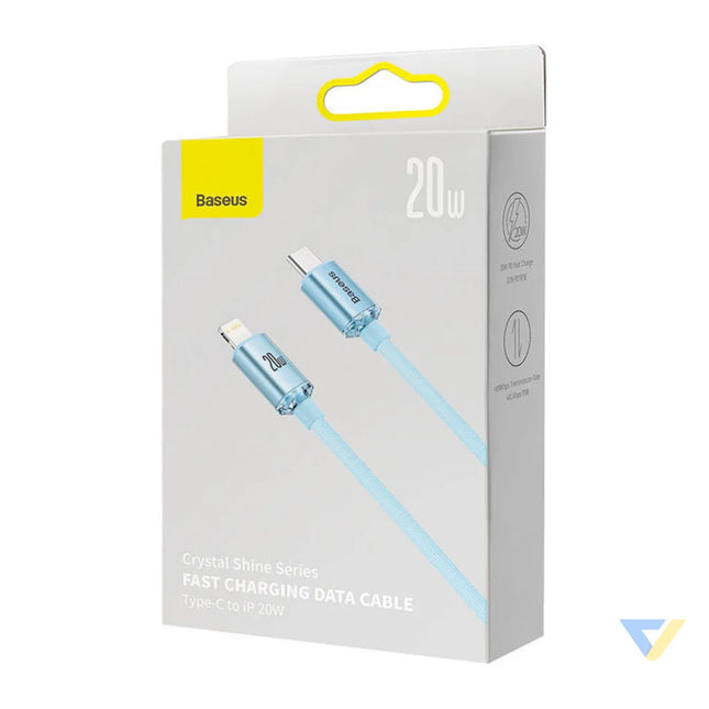 Kabel USB C do iP Baseus Crystal Shine 20W 2m (niebieski) USB C to Lightning