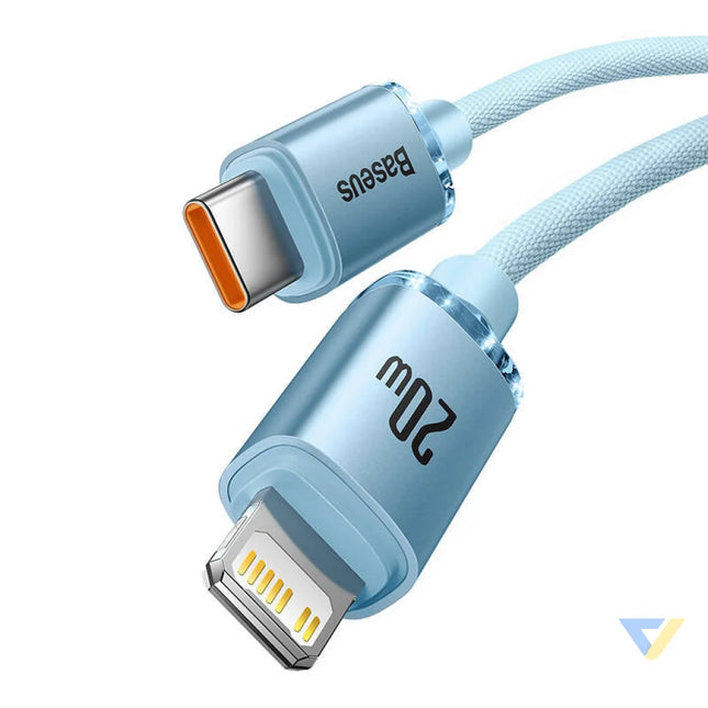 Kabel USB C do iP Baseus Crystal Shine 20W 2m (niebieski) USB C to Lightning