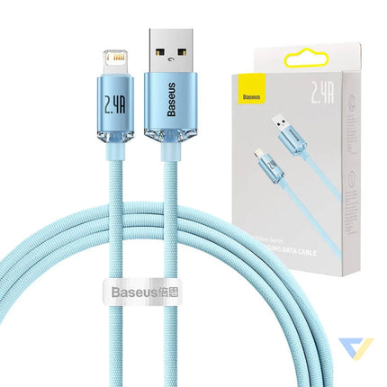 Kabel USB do iP Baseus Crystal Shine 2.4A 1.2m (niebieski) USB C to Lightning