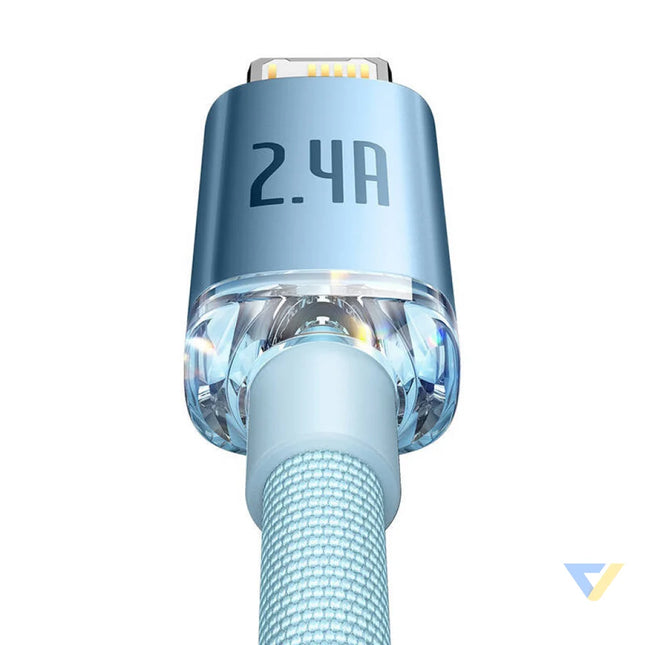Kabel USB do iP Baseus Crystal Shine 2.4A 1.2m (niebieski) USB C to Lightning