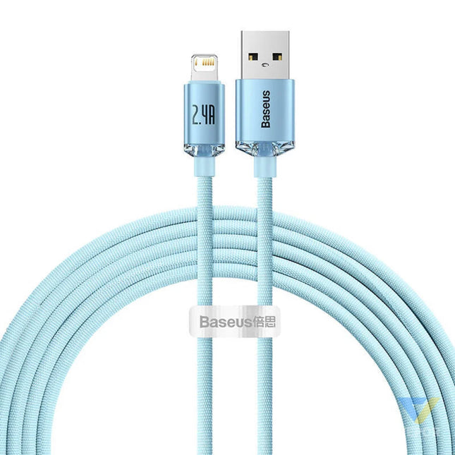 Kabel USB do iP Baseus Crystal Shine 2.4A 2m (niebieski) USB to Lightning