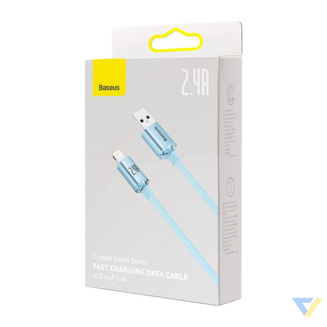 Kabel USB do iP Baseus Crystal Shine 2.4A 2m (niebieski) USB to Lightning