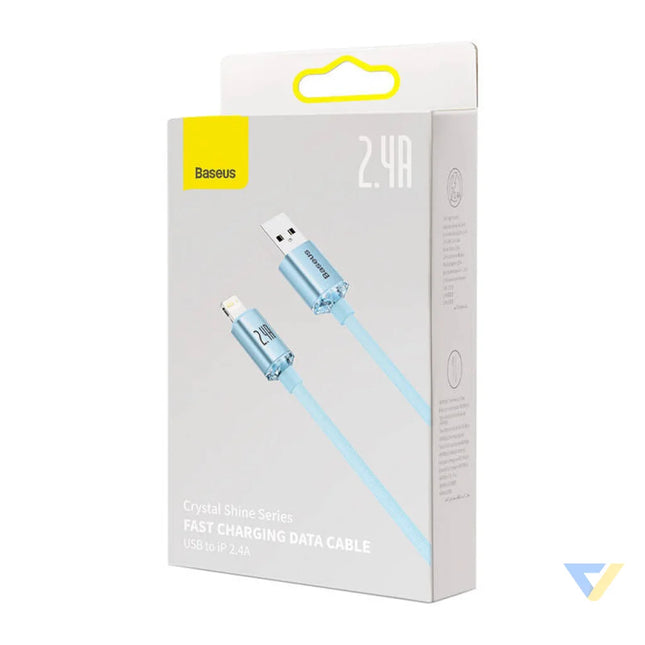 Kabel USB do iP Baseus Crystal Shine 2.4A 2m (niebieski) USB to Lightning