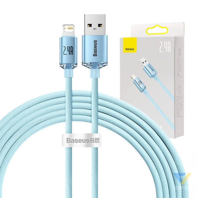 Kabel USB do iP Baseus Crystal Shine 2.4A 2m (niebieski) USB to Lightning