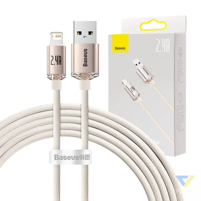 Kabel USB do iP Baseus Crystal Shine 2.4A 2m (różowy) USB C to Lightning