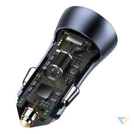 Ładowarka samochodowa Baseus Golden Contactor Pro 2x USB 40W (szara) + kabel USB do USB C 1m (czarny) Car chargers