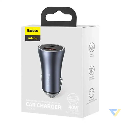 Ładowarka samochodowa Baseus Golden Contactor Pro USB + USB C QC4.0 + PD SCP 40W (szara) Car chargers