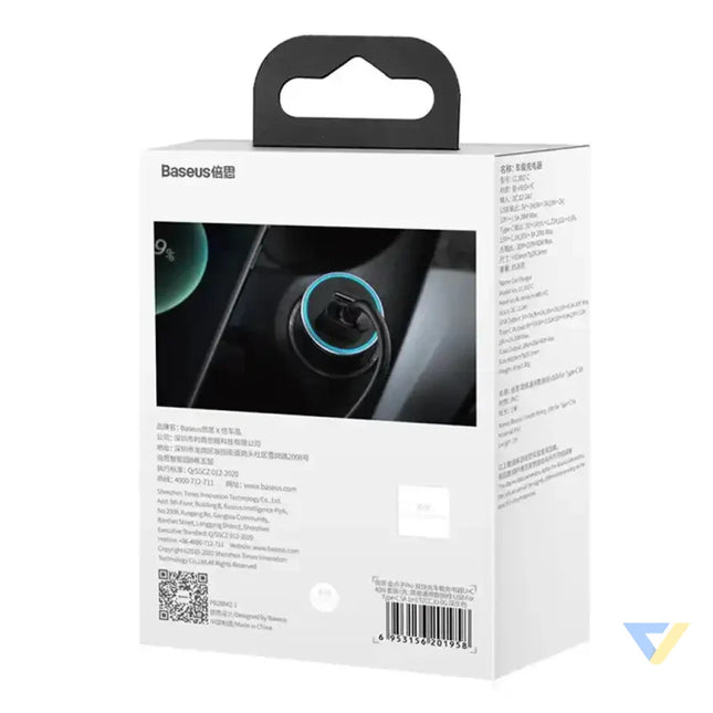Ładowarka samochodowa Baseus Golden Contactor Pro USB + USB C QC4.0 + PD SCP 40W (szara) + kabel USB do USB C 1m
