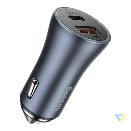 Ładowarka samochodowa Baseus Golden Contactor Pro USB + USB C QC4.0 + PD SCP 40W (szara) + kabel USB do USB C 1m