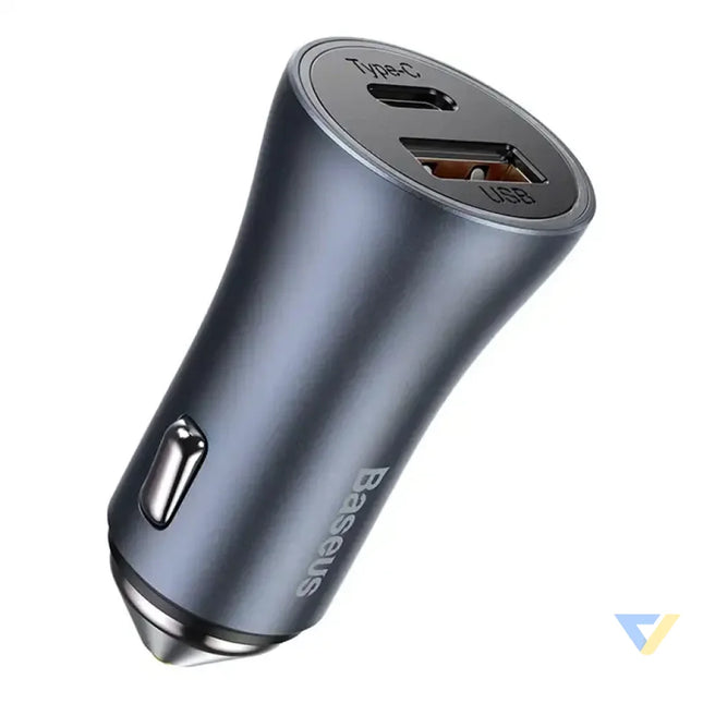Ładowarka samochodowa Baseus Golden Contactor Pro USB + USB C QC4.0 + PD SCP 40W (szara) + kabel USB do USB C 1m