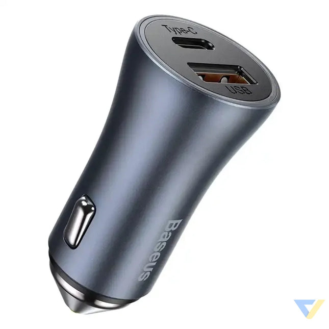 Ładowarka samochodowa Baseus Golden Contactor Pro USB + USB C QC4.0 + PD SCP 40W (szara) + kabel USB C do iP 1m
