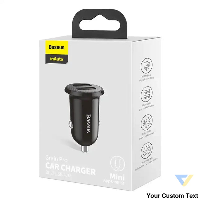 Ładowarka samochodowa Baseus Grain Pro 2x USB 4.8A (czarna) Car chargers
