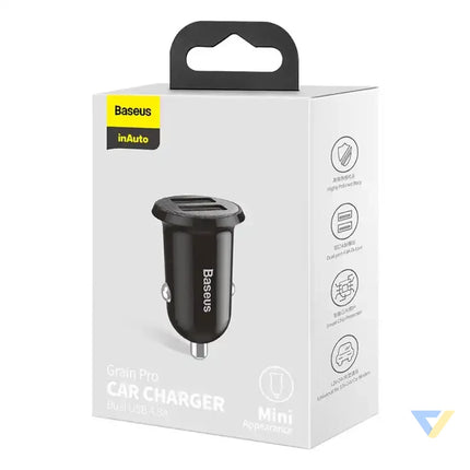 Ładowarka samochodowa Baseus Grain Pro 2x USB 4.8A (czarna) Car chargers