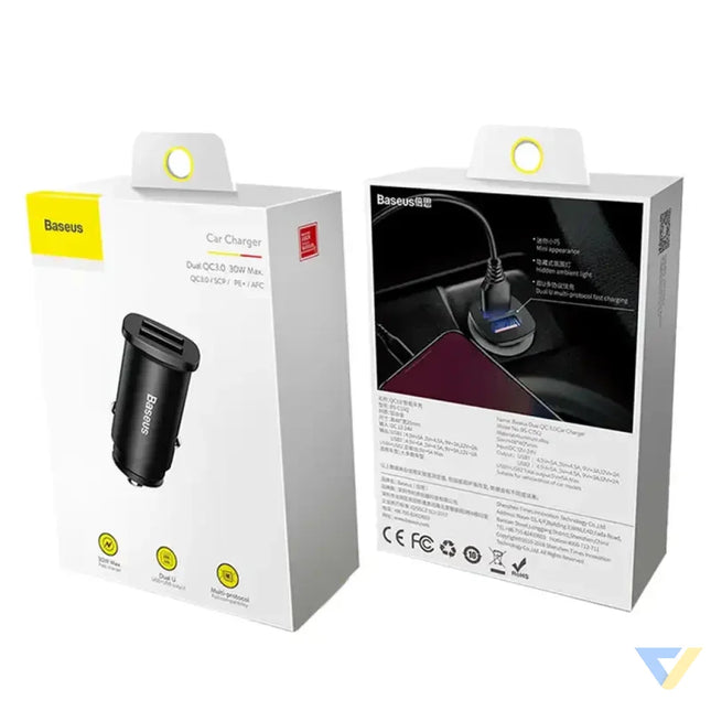 Ładowarka samochodowa Baseus Square 2xUSB QC3.0 5A 30W (czarna) Car chargers