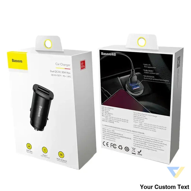 Ładowarka samochodowa Baseus Square 2xUSB QC3.0 5A 30W (czarna) Car chargers