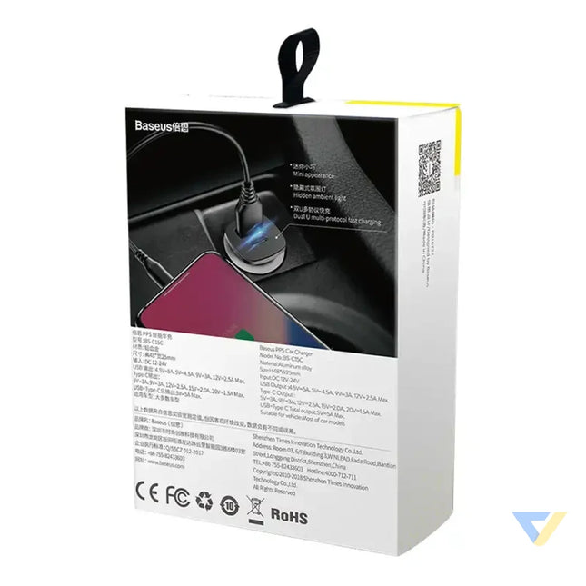 Ładowarka samochodowa Baseus Square PPS QC4.0 / PD3.0 5A 30W (czarna) Car chargers