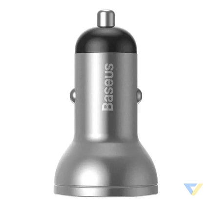 Ładowarka samochodowa Baseus z wyświetlaczem 2x USB 4,8A 24W (srebrna) Car chargers