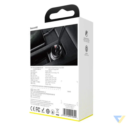 Ładowarka samochodowa Baseus z wyświetlaczem 2x USB 4,8A 24W (srebrna) Car chargers