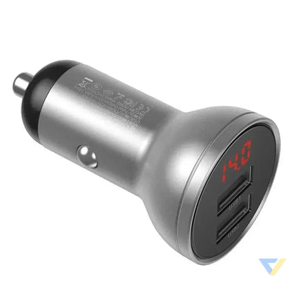Ładowarka samochodowa Baseus z wyświetlaczem 2x USB 4,8A 24W (srebrna) Car chargers