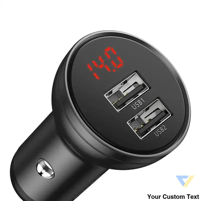 Ładowarka samochodowa Baseus z wyświetlaczem 2x USB 4,8A 24W (szara) Car chargers