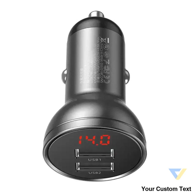 Ładowarka samochodowa Baseus z wyświetlaczem 2x USB 4,8A 24W (szara) Car chargers