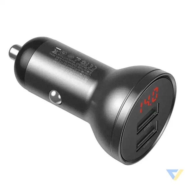 Ładowarka samochodowa Baseus z wyświetlaczem 2x USB 4,8A 24W (szara) Car chargers