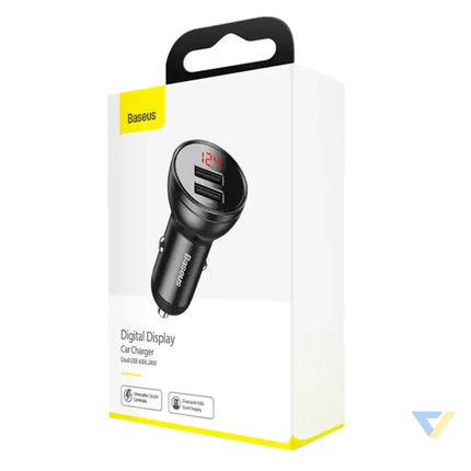 Ładowarka samochodowa Baseus z wyświetlaczem 2x USB 4,8A 24W (szara) Car chargers