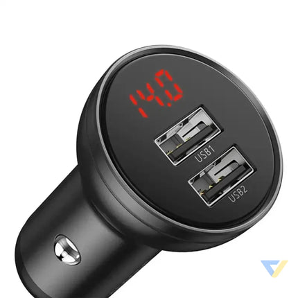 Ładowarka samochodowa Baseus z wyświetlaczem 2x USB 4,8A 24W (szara) Car chargers