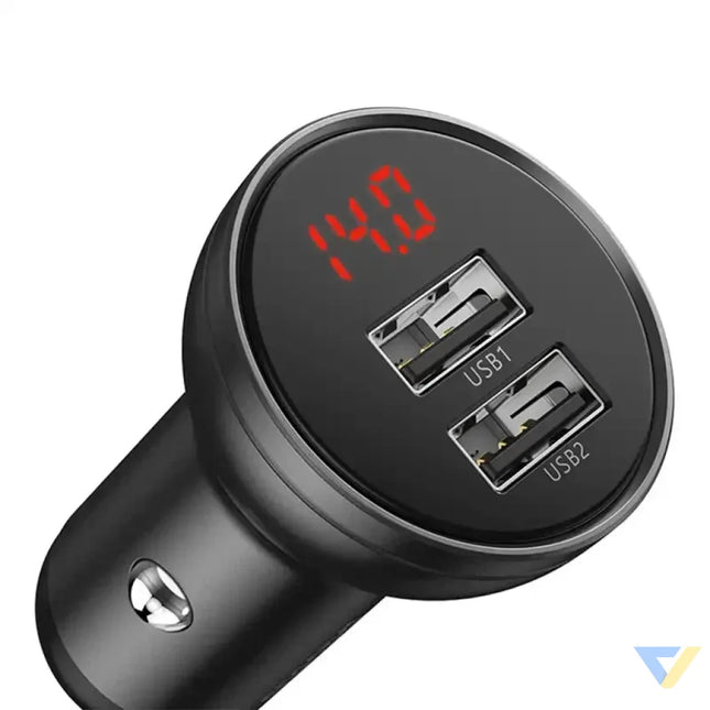 Ładowarka samochodowa Baseus z wyświetlaczem 2x USB 4,8A 24W (szara) Car chargers