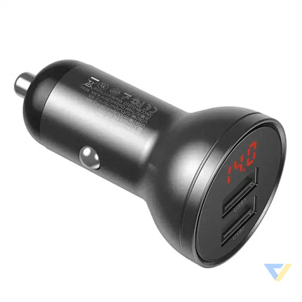 Ładowarka samochodowa Baseus z wyświetlaczem 2x USB 4,8A 24W (szara) Car chargers
