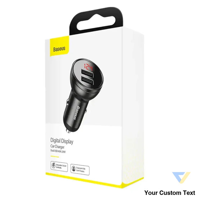 Ładowarka samochodowa Baseus z wyświetlaczem 2x USB 4,8A 24W (szara) Car chargers