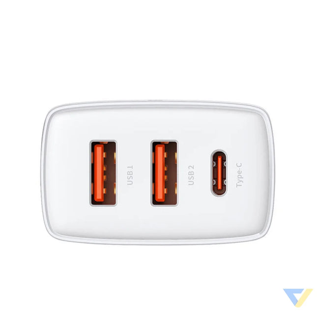 Ładowarka sieciowa Baseus Compact Quick Charger 2xUSB USB C PD 3A 30W (biała) mains chargers