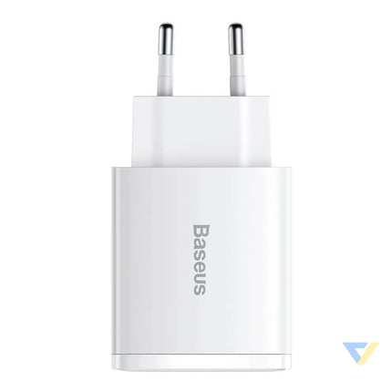 Ładowarka sieciowa Baseus Compact Quick Charger 2xUSB USB C PD 3A 30W (biała) mains chargers