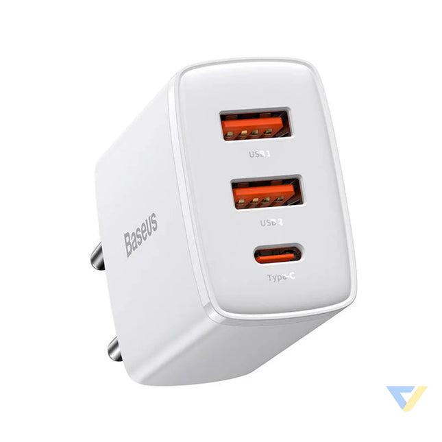 Ładowarka sieciowa Baseus Compact Quick Charger 2xUSB USB C PD 3A 30W (biała) mains chargers