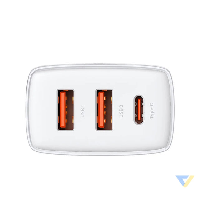 Ładowarka sieciowa Baseus Compact Quick Charger 2xUSB USB C PD 3A 30W (biała) mains chargers