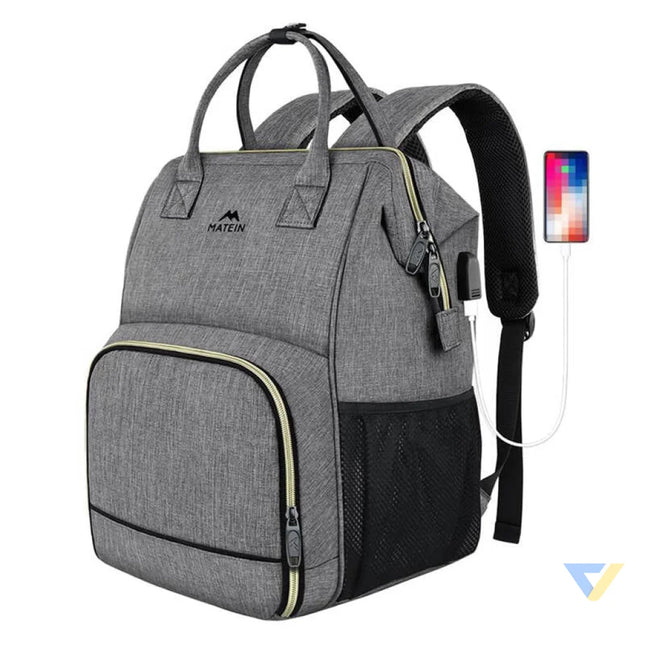 Laptop Backpack / Lunch Bag 15.6’’ Matein 1368 USB Grey Bags cases backpacks