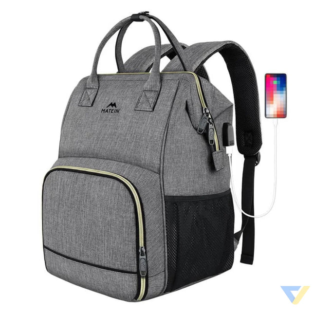 Laptop Backpack / Lunch Bag 15.6’’ Matein 1368 USB Grey Bags cases backpacks