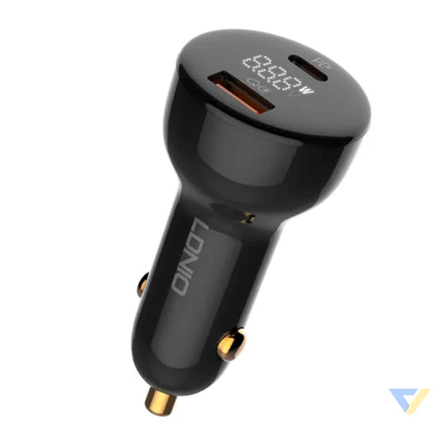 LDNIO C101 Car Charger USB + USB C 100W + USB C to Lightning Cable (Black) Car chargers