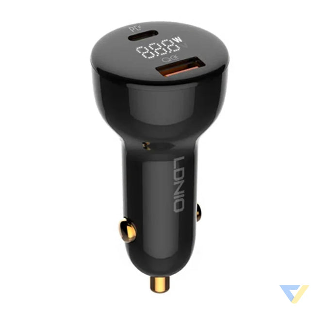 LDNIO C101 Car Charger USB + USB C 100W + USB C to Lightning Cable (Black) Car chargers