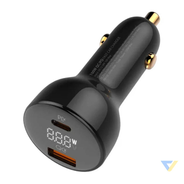 LDNIO C101 Car Charger USB + USB C 100W + USB C to Lightning Cable (Black) Car chargers