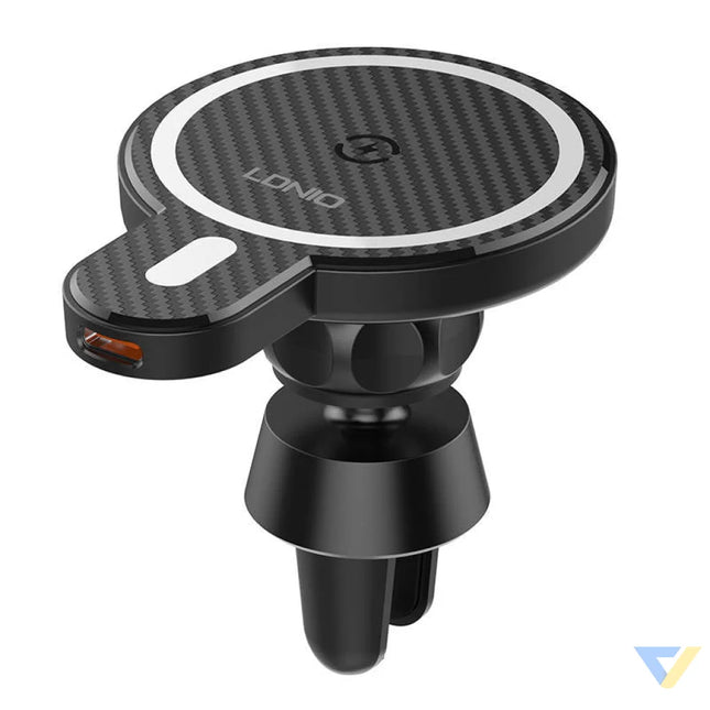 LDNIO Car Mount,MA20 with inductive charger 15W and metal ring (Black) Phone holders