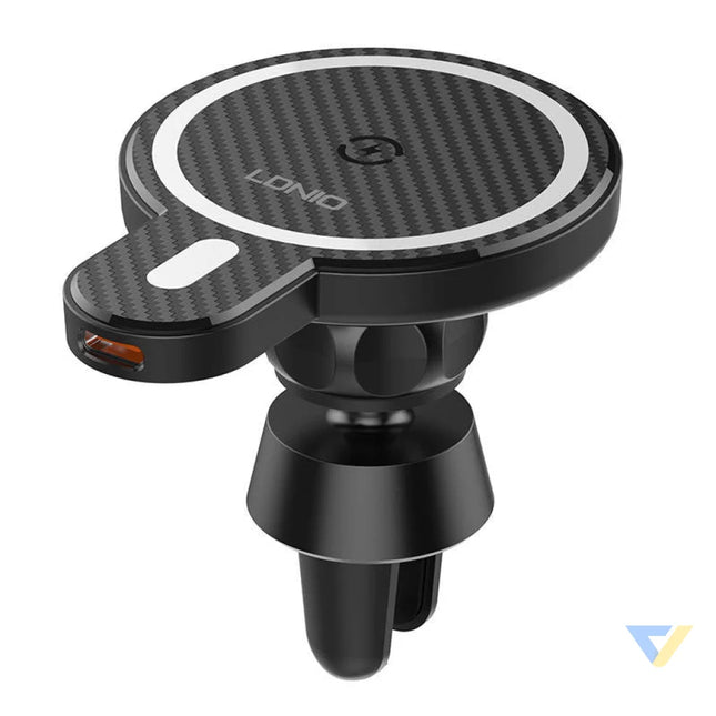 LDNIO Car Mount,MA20 with inductive charger 15W and metal ring (Black) Phone holders